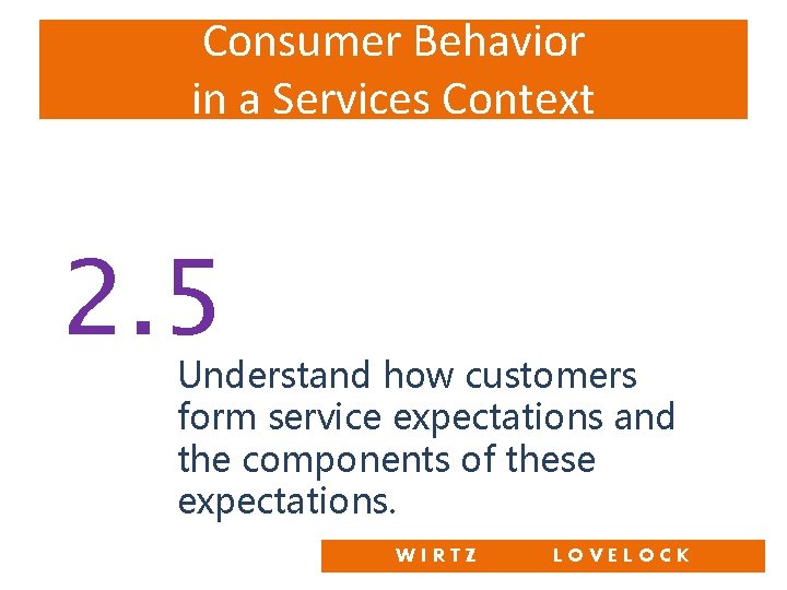 Consumer Behavior in a Services Context 2. 5 Understand how customers form service expectations