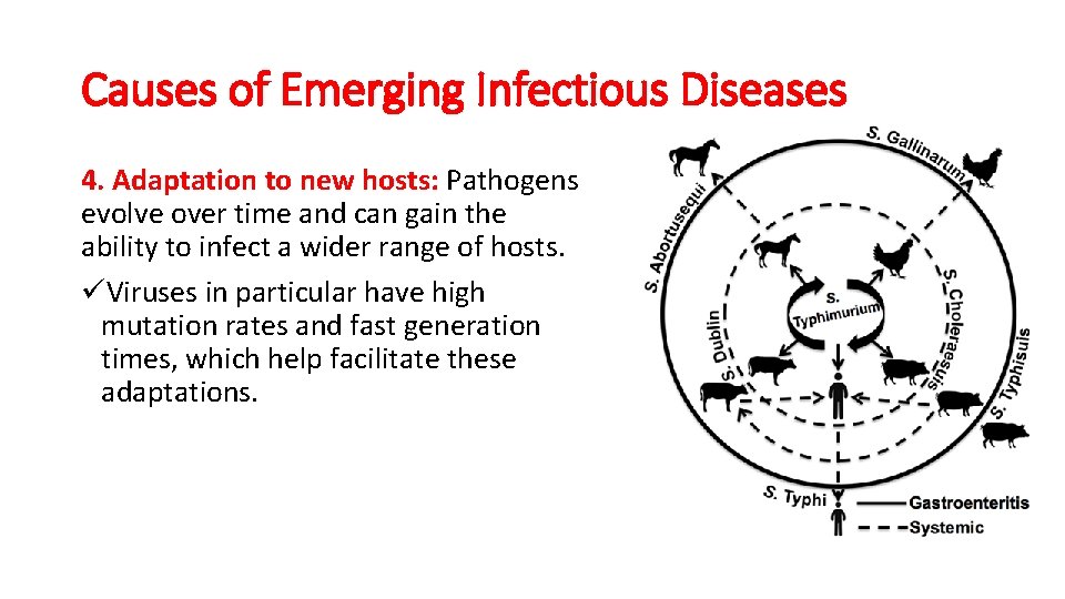 Causes of Emerging Infectious Diseases 4. Adaptation to new hosts: Pathogens evolve over time