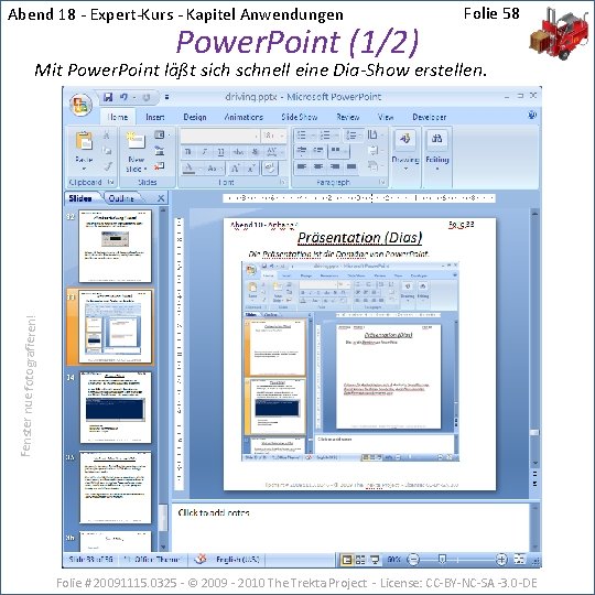 Abend 18 - Expert-Kurs - Kapitel Anwendungen Power. Point (1/2) Folie 58 Fenster nue