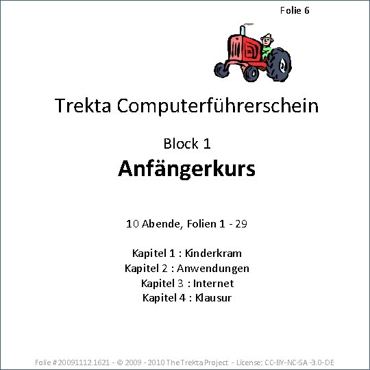 Folie 6 Trekta Computerführerschein Block 1 Anfängerkurs 10 Abende, Folien 1 - 29 Kapitel