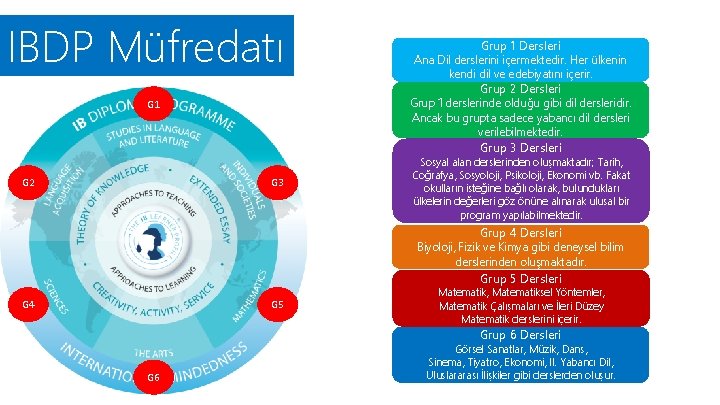 IBDP Müfredatı G 1 G 2 G 3 Grup 1 Dersleri Ana Dil derslerini IBDP Müfredatı G 1 G 2 G 3 Grup 1 Dersleri Ana Dil derslerini