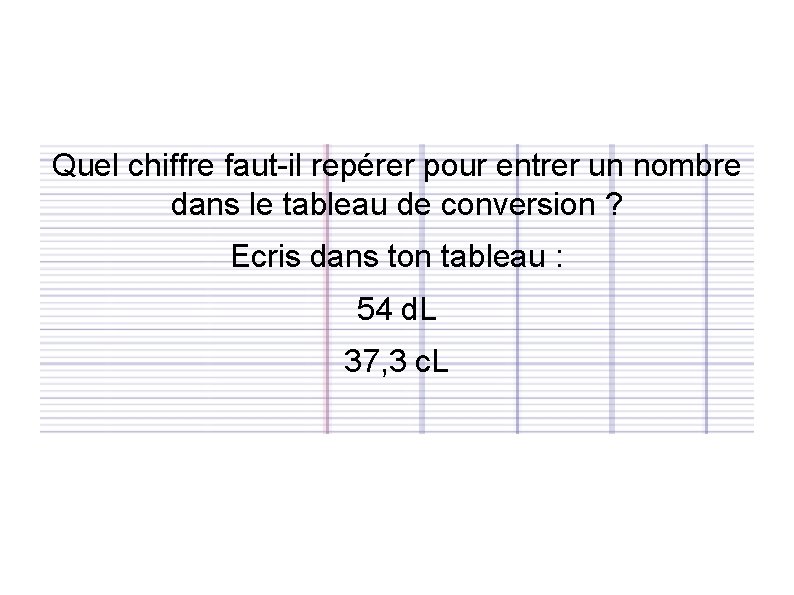 Quel chiffre faut-il repérer pour entrer un nombre dans le tableau de conversion ?