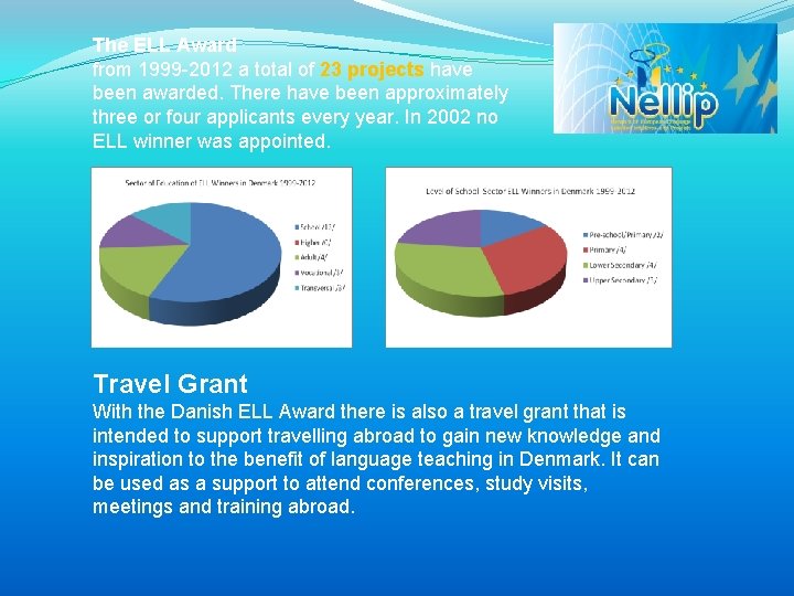 The ELL Award from 1999 -2012 a total of 23 projects have been awarded.