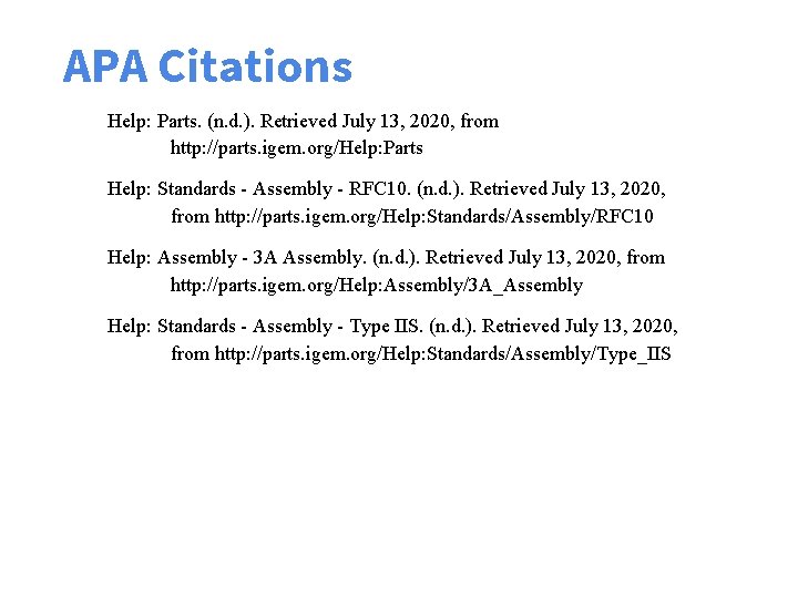 APA Citations Help: Parts. (n. d. ). Retrieved July 13, 2020, from http: //parts.