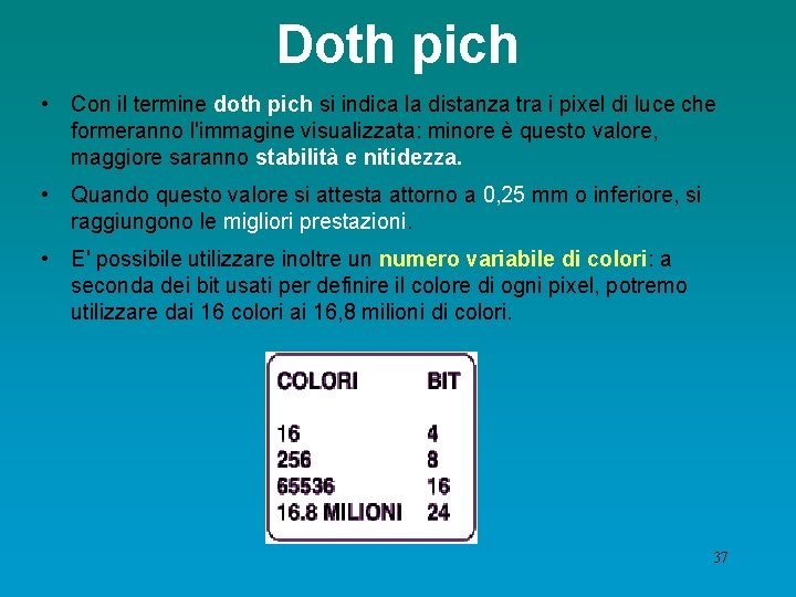 Doth pich • Con il termine doth pich si indica la distanza tra i