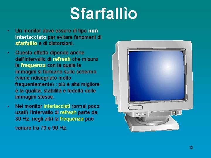 Sfarfallìo • Un monitor deve essere di tipo non interlacciato per evitare fenomeni di