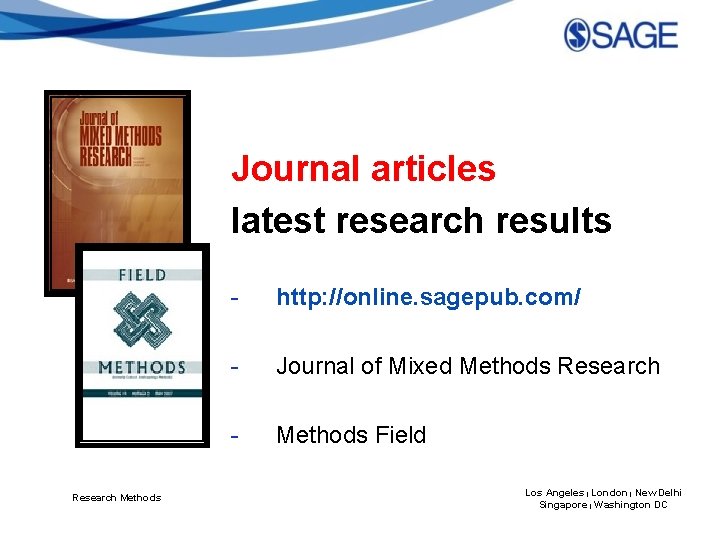 Journal articles latest research results Research Methods - http: //online. sagepub. com/ - Journal