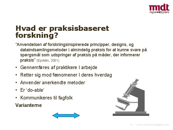 Hvad er praksisbaseret forskning? ”Anvendelsen af forskningsinspirerede principper, designs, og dataindsamlingsmetoder i almindelig praksis