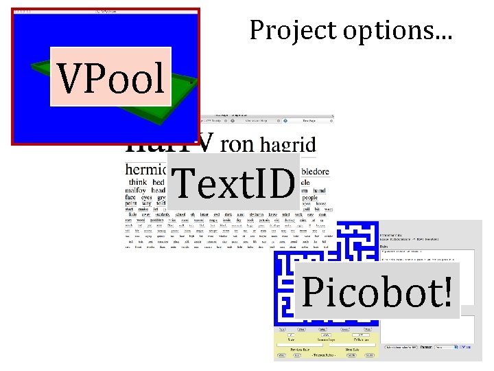 Project options. . . VPool Text. ID Picobot! 