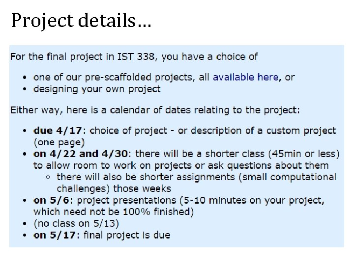 Project details… 
