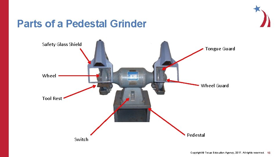 Parts of a Pedestal Grinder Safety Glass Shield Tongue Guard Wheel Guard Tool Rest