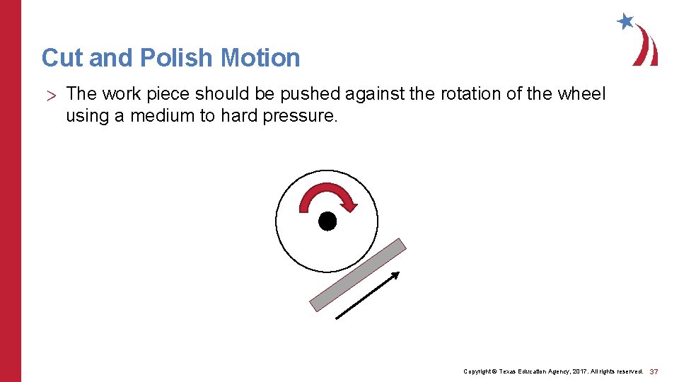 Cut and Polish Motion > The work piece should be pushed against the rotation