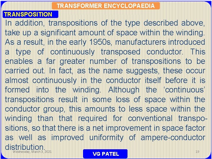 TRANSFORMER ENCYCLOPAEDIA TRANSPOSITION In addition, transpositions of the type described above, take up a
