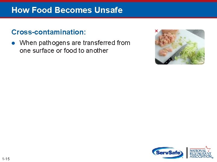 How Food Becomes Unsafe Cross-contamination: l When pathogens are transferred from one surface or