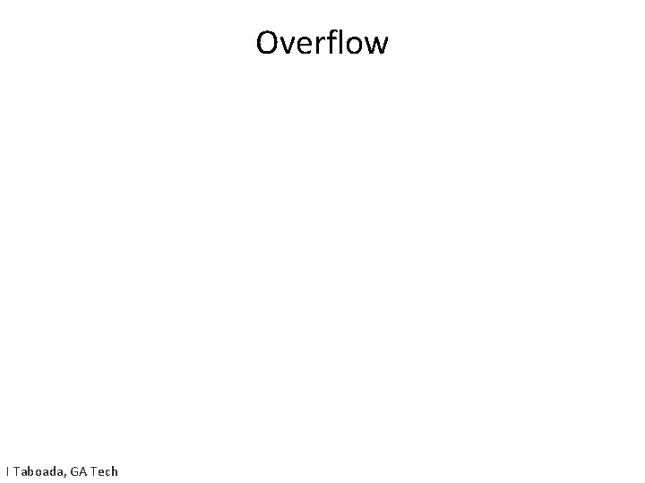 Overflow I Taboada, GA Tech 