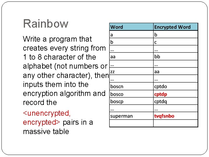 Rainbow Write a program that creates every string from 1 to 8 character of