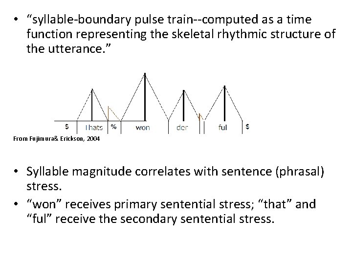  • “syllable‐boundary pulse train‐‐computed as a time function representing the skeletal rhythmic structure