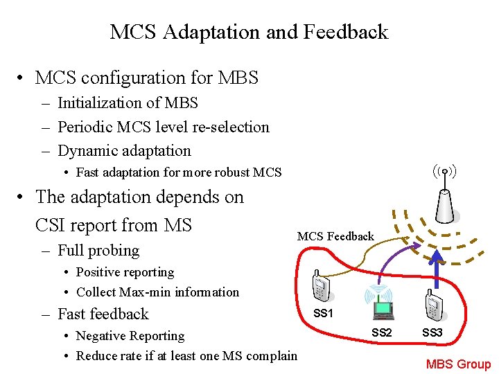 MCS Adaptation and Feedback • MCS configuration for MBS – Initialization of MBS –