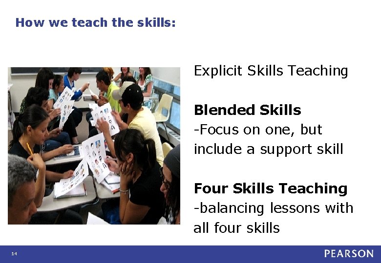 How we teach the skills: Explicit Skills Teaching Blended Skills -Focus on one, but How we teach the skills: Explicit Skills Teaching Blended Skills -Focus on one, but