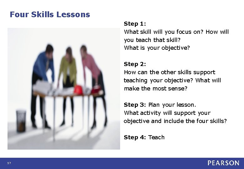 Four Skills Lessons Step 1: What skill will you focus on? How will you Four Skills Lessons Step 1: What skill will you focus on? How will you