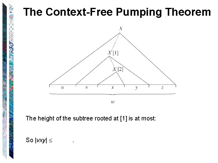 The Context-Free Pumping Theorem The height of the subtree rooted at [1] is at