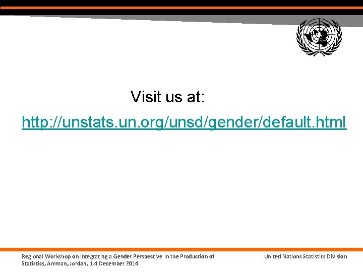 Visit us at: http: //unstats. un. org/unsd/gender/default. html Regional Workshop on Integrating a Gender
