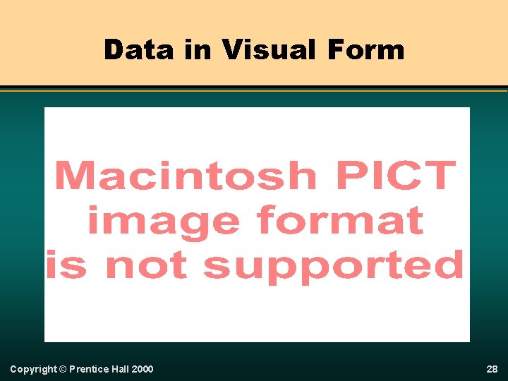 Data in Visual Form Copyright © Prentice Hall 2000 28 