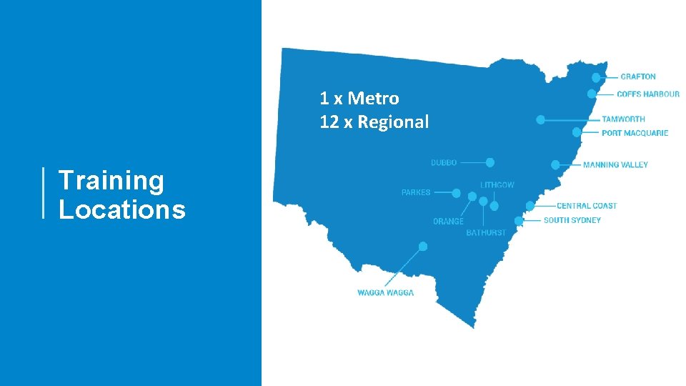 1 x Metro 12 x Regional Training Locations 