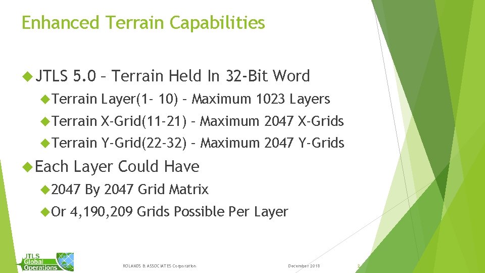 Enhanced Terrain Capabilities JTLS 5. 0 – Terrain Held In 32 -Bit Word Terrain