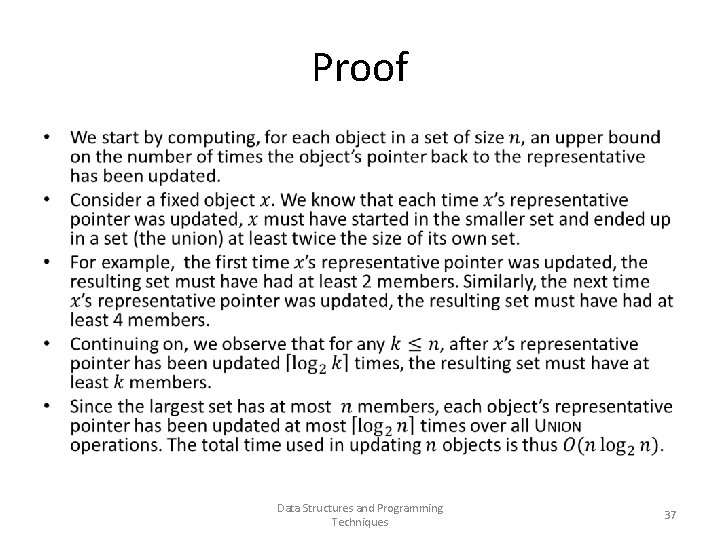Proof • Data Structures and Programming Techniques 37 