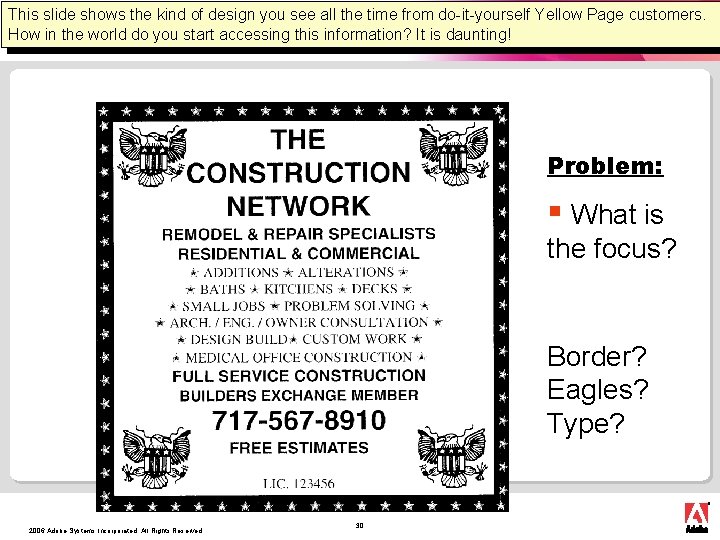 This slide shows the kind of design you see all the time from do-it-yourself