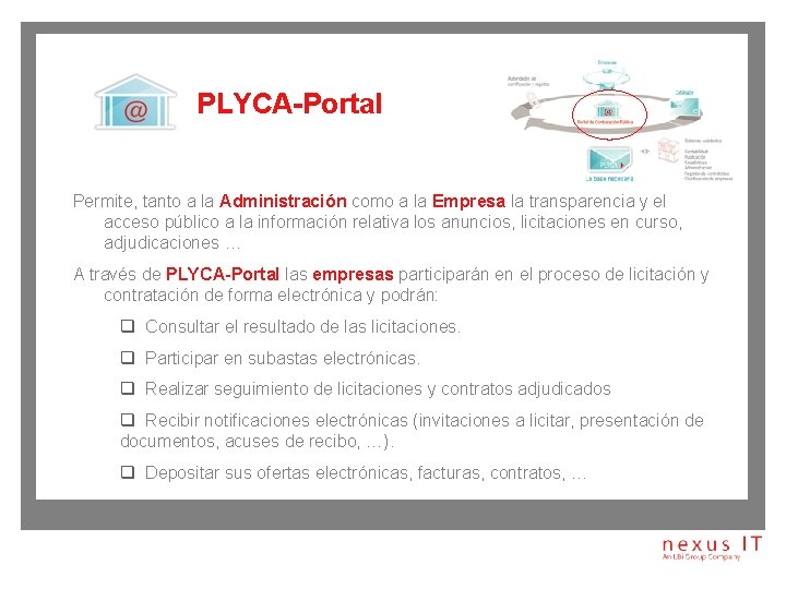 PLYCA-Portal Permite, tanto a la Administración como a la Empresa la transparencia y el