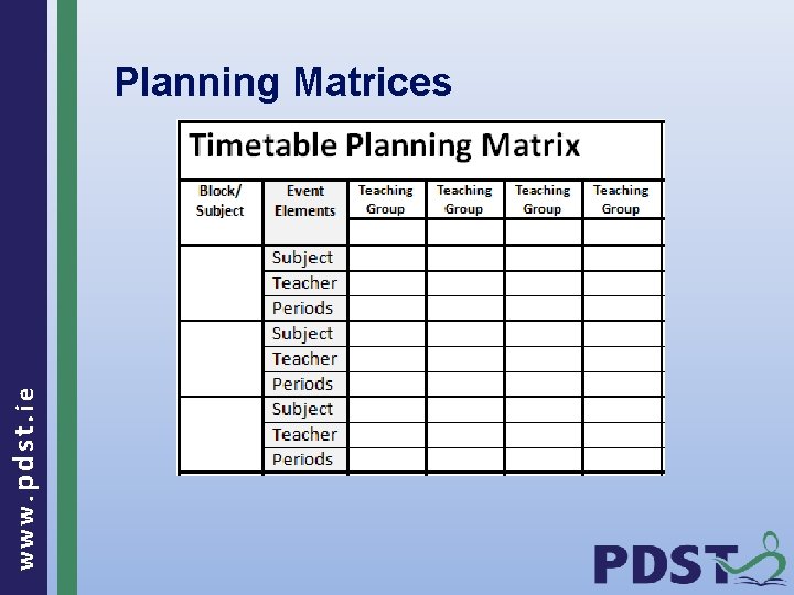 www. pdst. ie Planning Matrices 