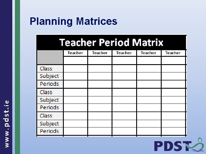 www. pdst. ie Planning Matrices 