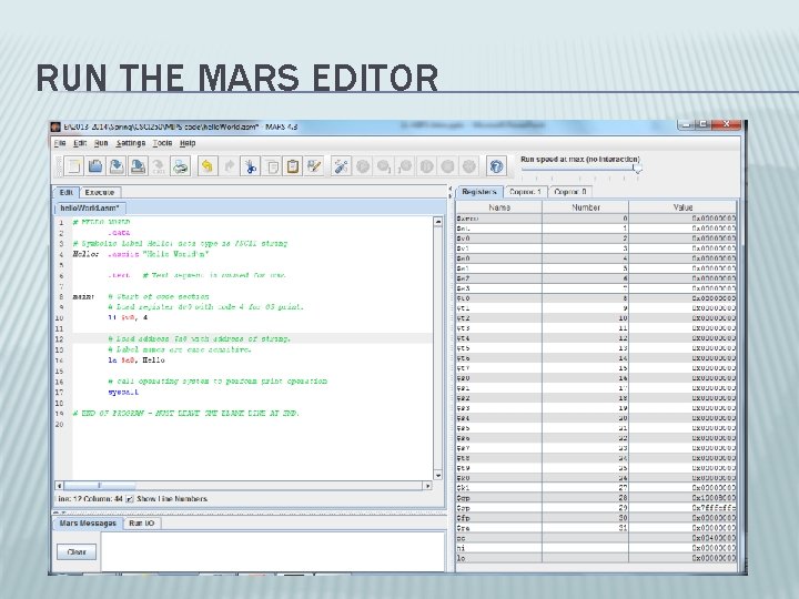 RUN THE MARS EDITOR 