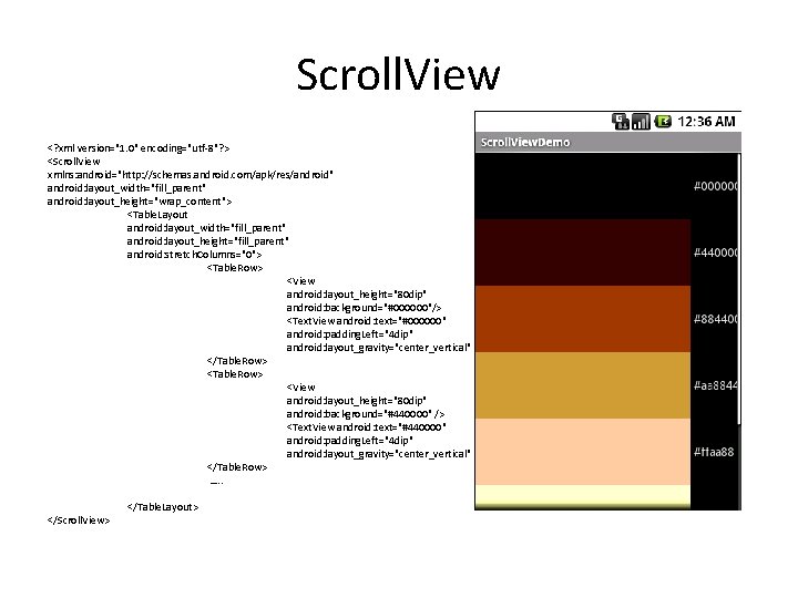 Scroll. View <? xml version="1. 0" encoding="utf-8"? > <Scroll. View xmlns: android="http: //schemas. android. Scroll. View <? xml version="1. 0" encoding="utf-8"? > <Scroll. View xmlns: android="http: //schemas. android.