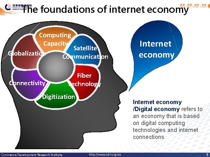 The foundations of internet economy Computing Capacity Satellite Globalization Communication Connectivity Fiber Technology Digitization