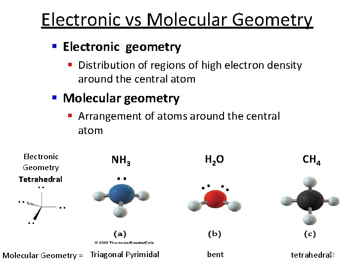 Electronic vs Molecular Geometry § Electronic geometry § Distribution of regions of high electron