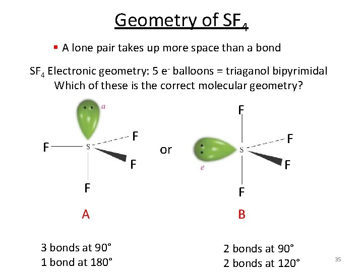 Geometry of SF 4 § A lone pair takes up more space than a