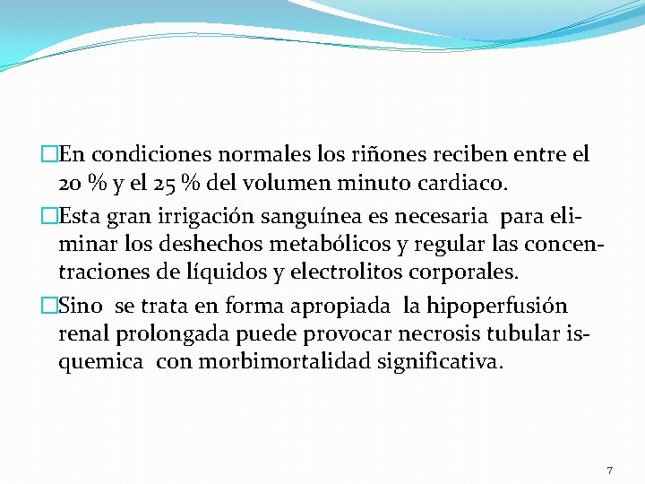�En condiciones normales los riñones reciben entre el 20 % y el 25 %