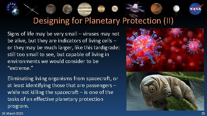 Designing for Planetary Protection (II) Signs of life may be very small – viruses