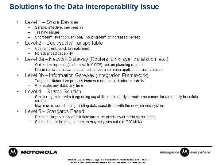 Solutions to the Data Interoperability Issue • Level 1 – Share Devices – –