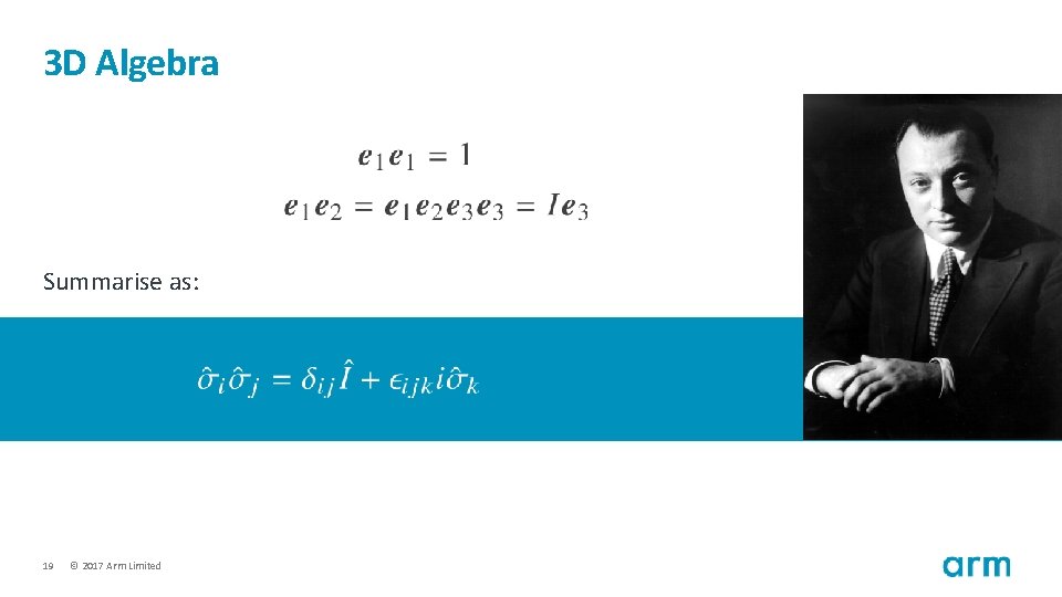 3 D Algebra Summarise as: 19 © 2017 Arm Limited 