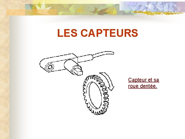 LES CAPTEURS Capteur et sa roue dentée. 