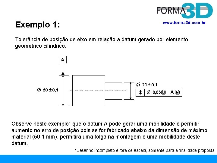 Exemplo 1: www. forma 3 d. com. br Tolerância de posição de eixo em