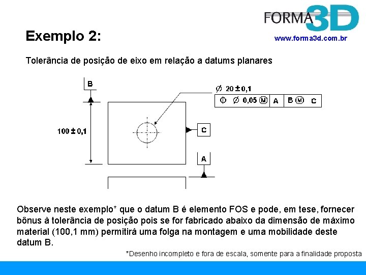 Exemplo 2: www. forma 3 d. com. br Tolerância de posição de eixo em