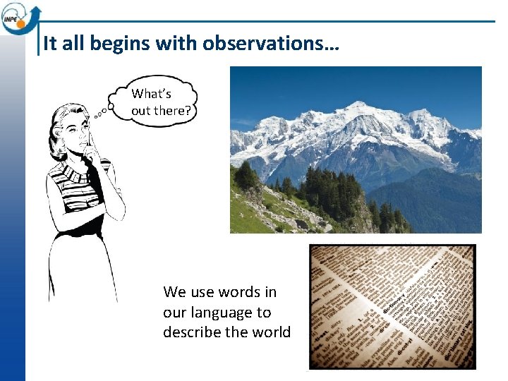 It all begins with observations… What’s out there? We use words in our language