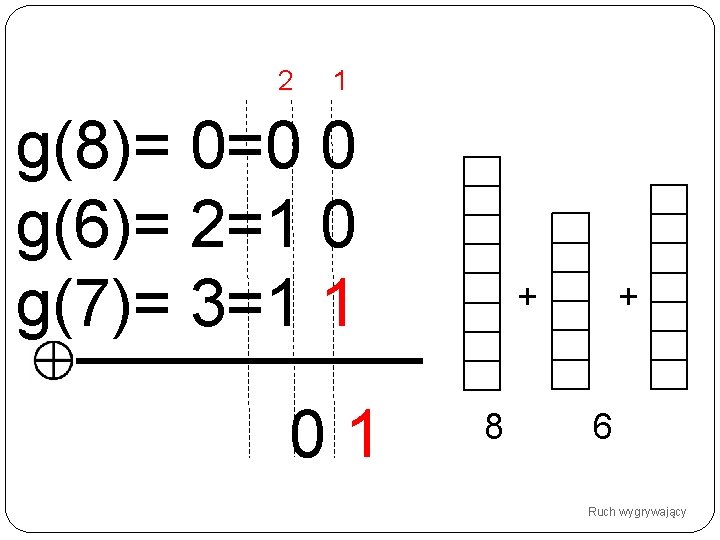 2 1 g(8)= 0=0 0 g(6)= 2=1 0 g(7)= 3=1 1 01 + 8