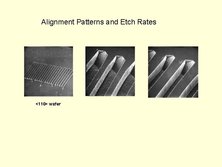 Alignment Patterns and Etch Rates <110> wafer 