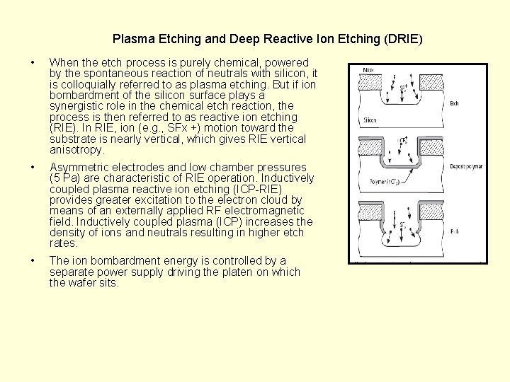 Plasma Etching and Deep Reactive Ion Etching (DRIE) • When the etch process is